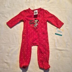 Disney girls size 3-6 months fleece footie sleeper, side snaps closed Minnie New